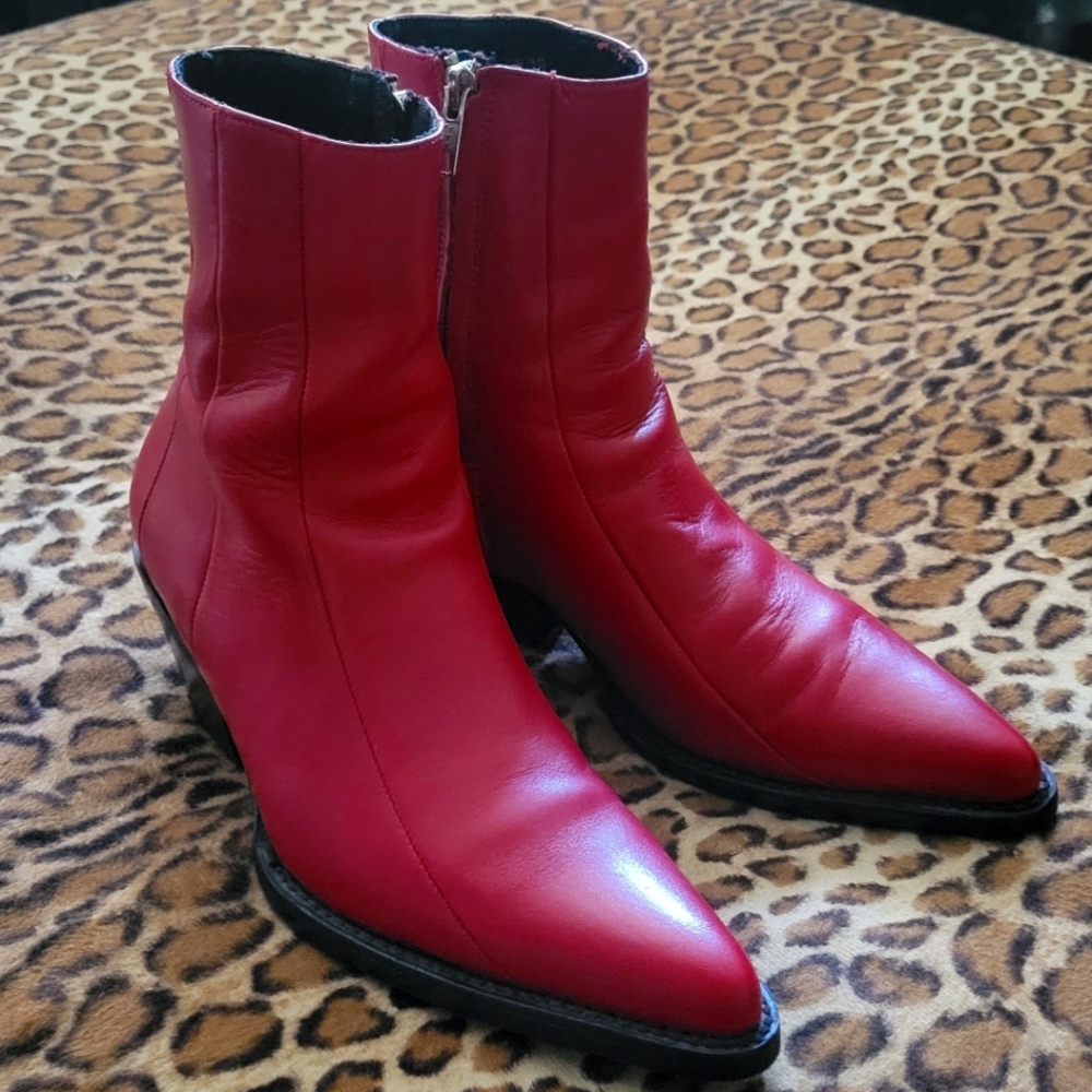 Red Cowboy Chelsea Ankle Boots like YSL Finn SZ 39